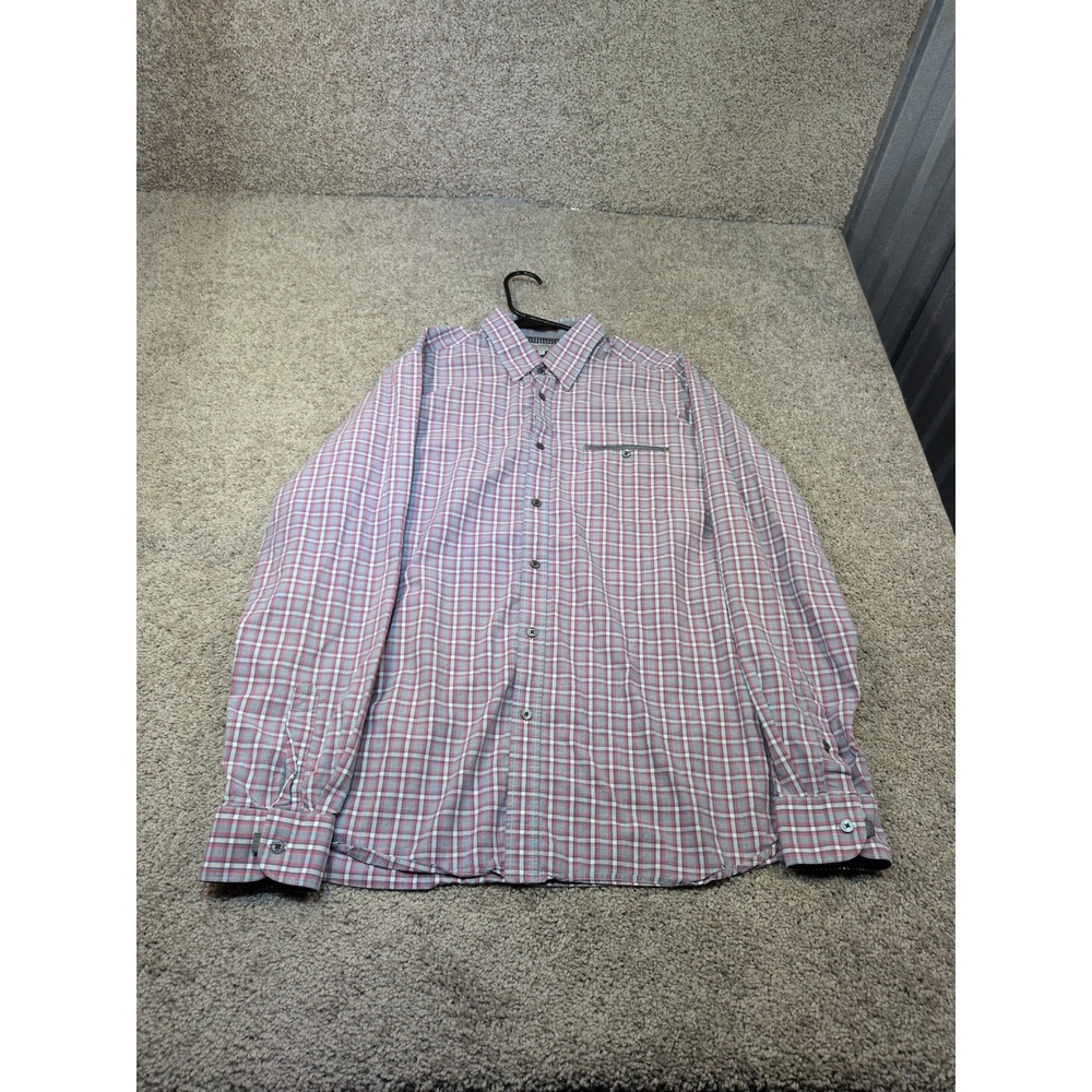 Ted Baker London Mens Size 5 Plaid Button Down Shirt Red Blue Cotton TS7M GA86